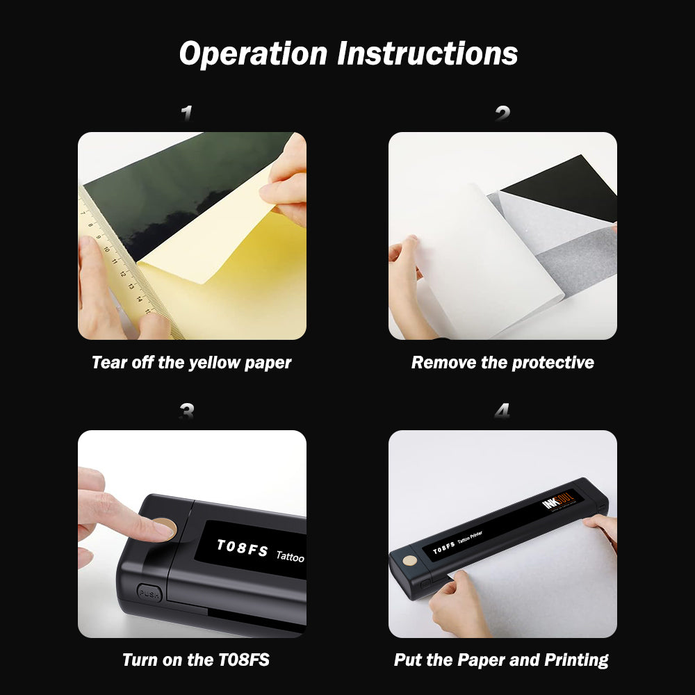 INKSOUL® T08FS Wireless Tattoo Transfer Stencil Printer-Can print shadows